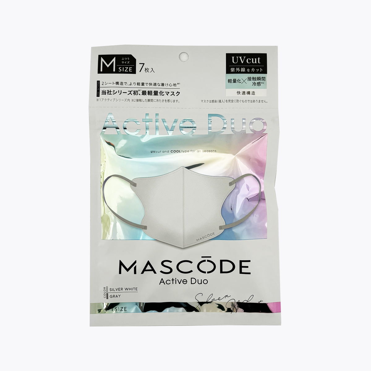 SUNSMARCHE MASCODE Active Duo 3D口罩 銀白×灰 M 7個裝
