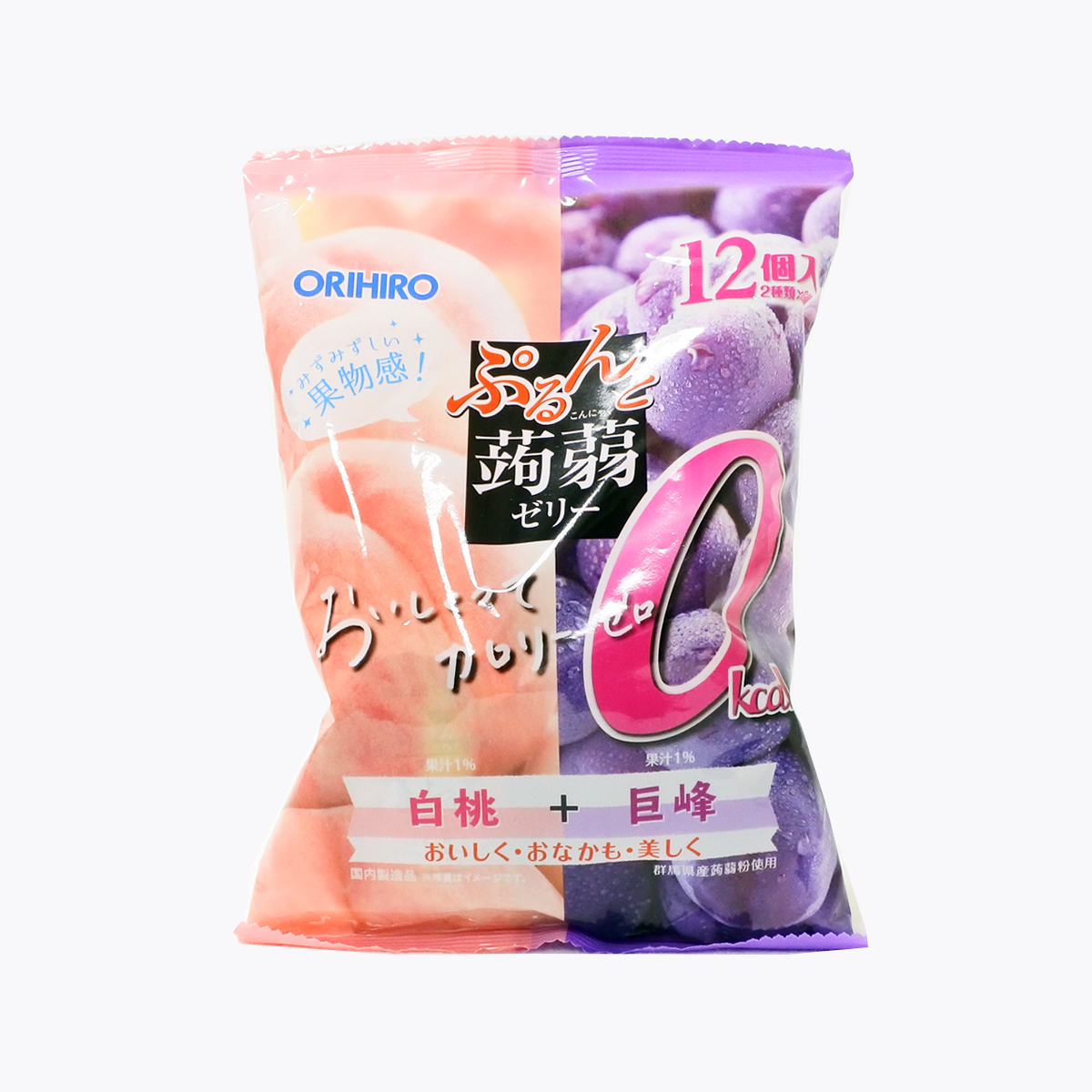 ORIHIRO 蒟蒻零卡果凍 白桃+葡萄口味 12個