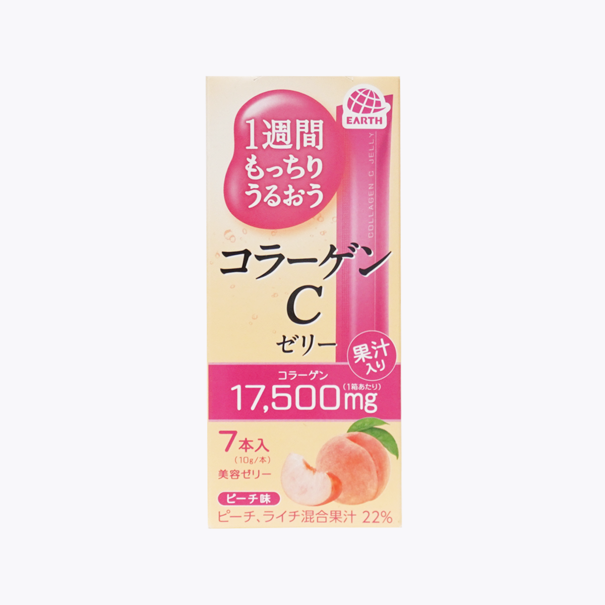 EARTH 地球製藥 膠原蛋白C 果凍條 彈潤保濕 水蜜桃味 7入 1週份 70g(10g×7條)