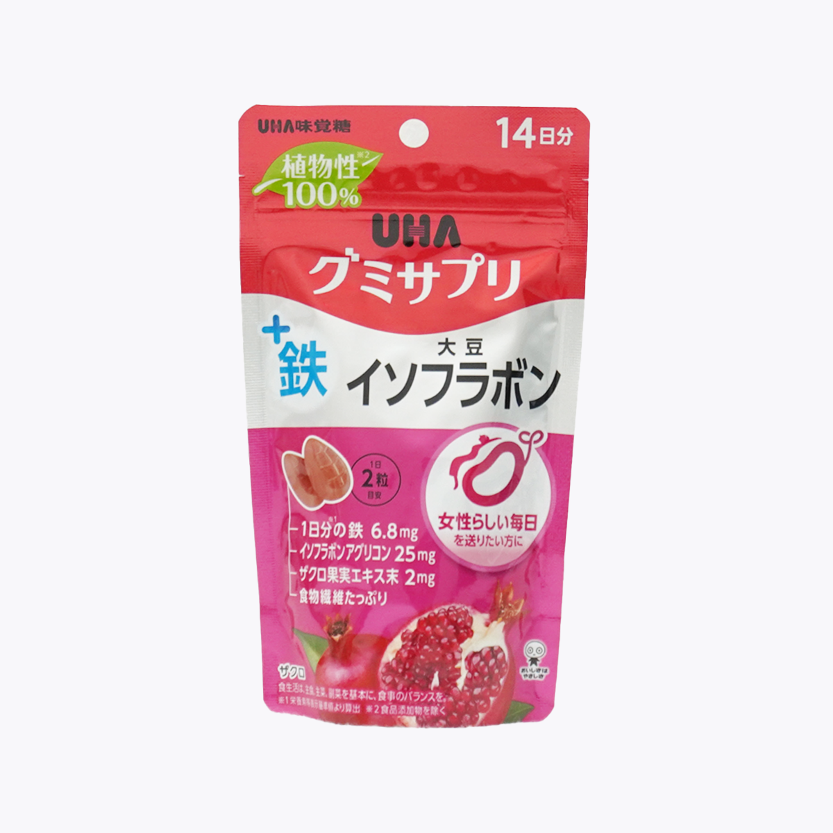UHA 味覺糖 鐵+大豆異黃酮軟糖(石榴口味 )28粒 14日分