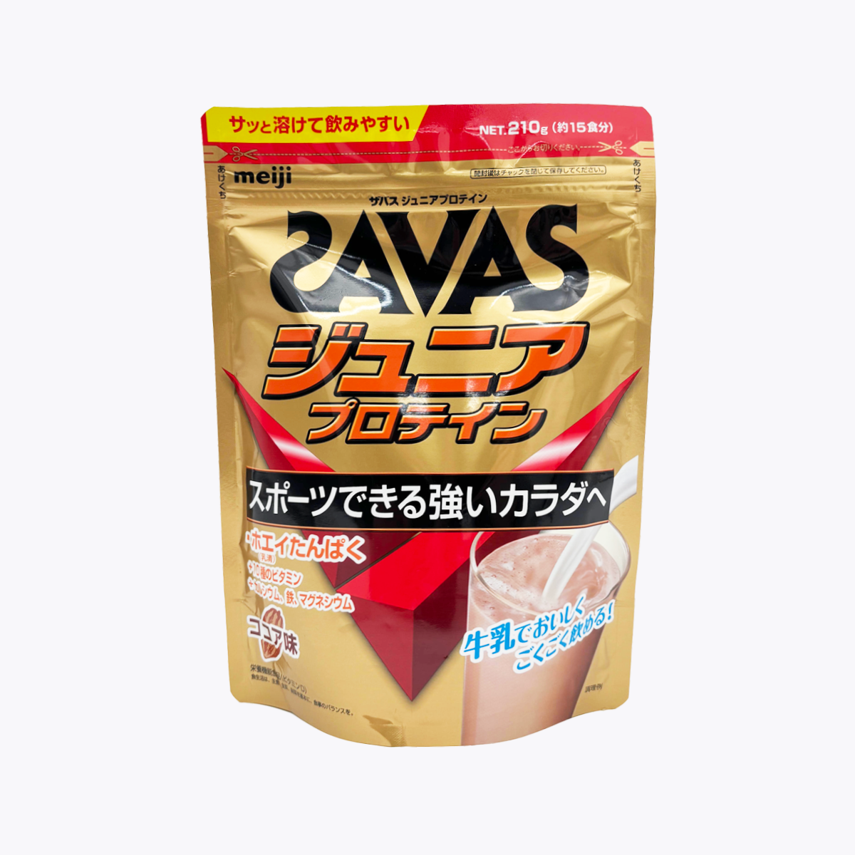 明治 SAVAS 成長期乳清蛋白粉 可可味 15回份 210g