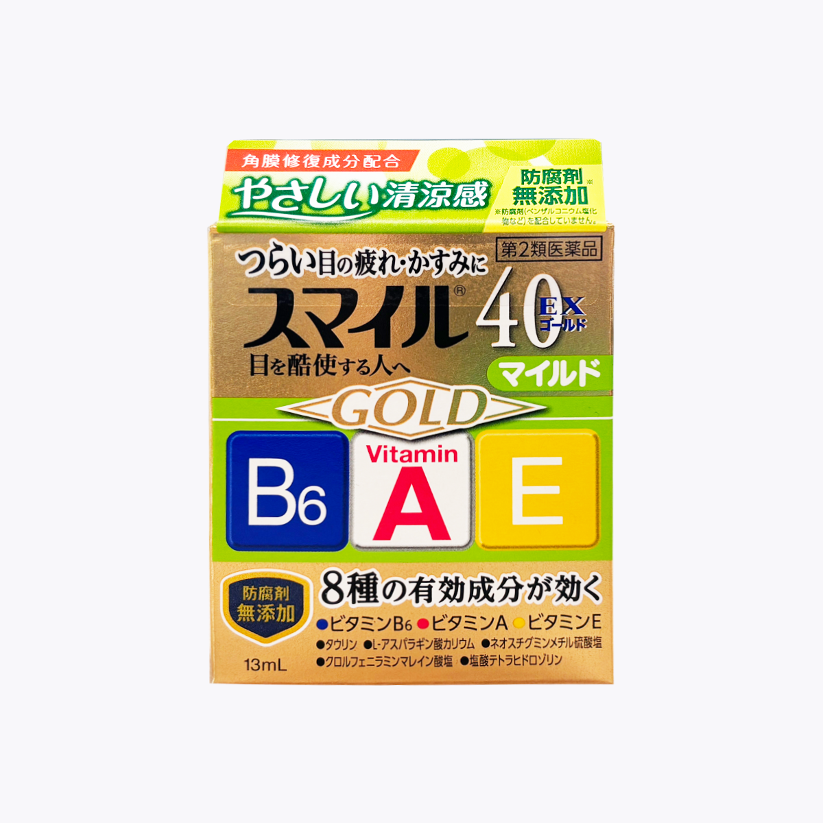 【第2類醫藥品】LION 獅王 獅美露 SMILE40 EX Gold Mild 微涼眼藥水 緩解眼睛疲勞 視線模糊 13ml