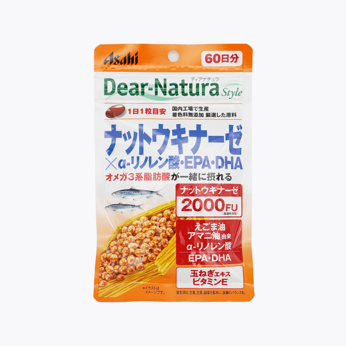 Asahi 朝日 Dear-Natura Style 納豆激酶 × α-亞麻酸・EPA・DHA 60粒 60日分