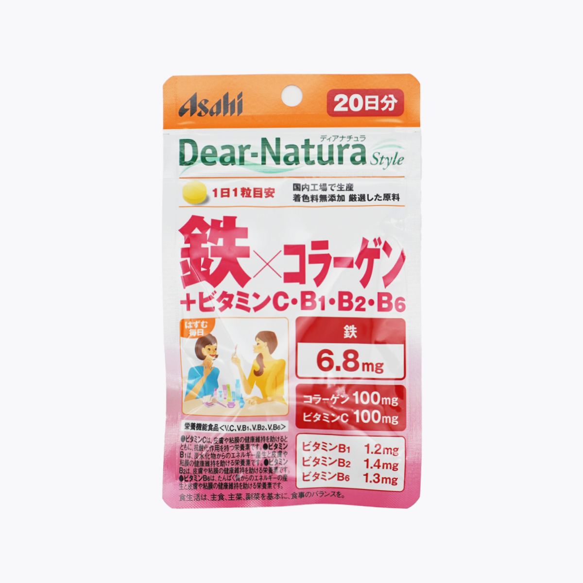 【營養機能食品】Asahi 朝日 Dear-Natura Style 鐵×膠原蛋白 20粒 20日分