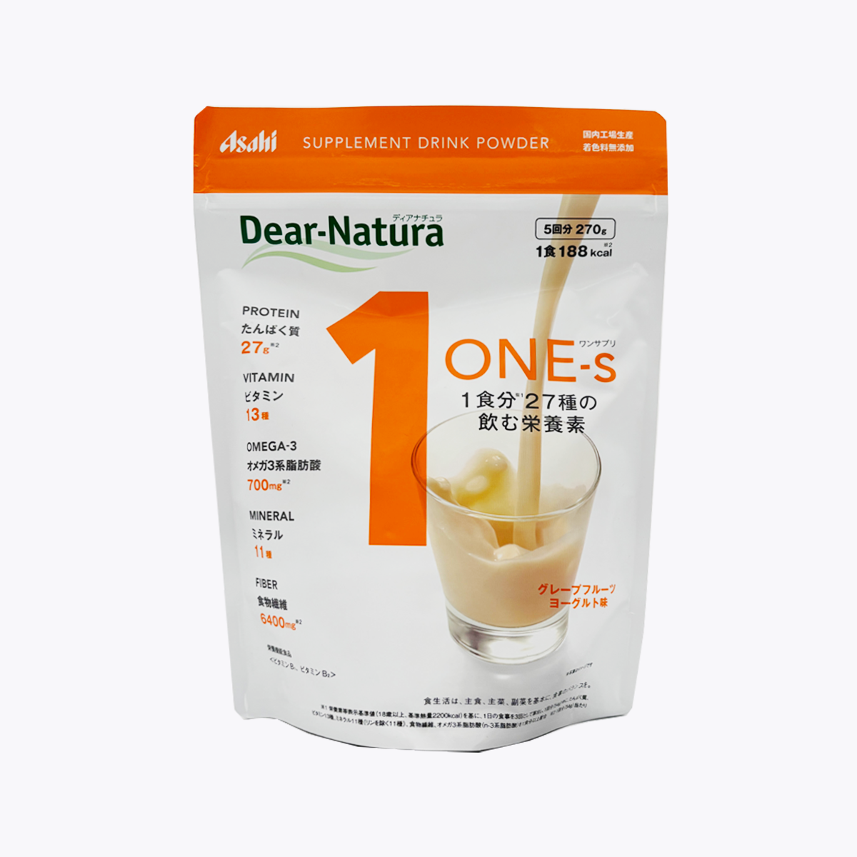 【營養機能食品】Asahi 朝日 Dear-Natura One 綜合營養素 葡萄柚酸奶口味 270g
