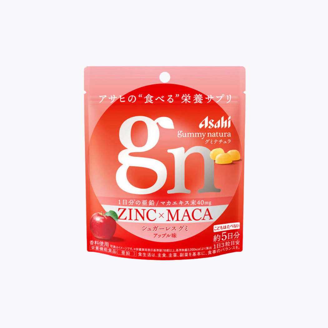 【營養機能食品】Asahi 朝日 Gummy Natura 鋅×瑪卡軟糖 蘋果口味 無糖配方 兒童請勿食用 約5日分