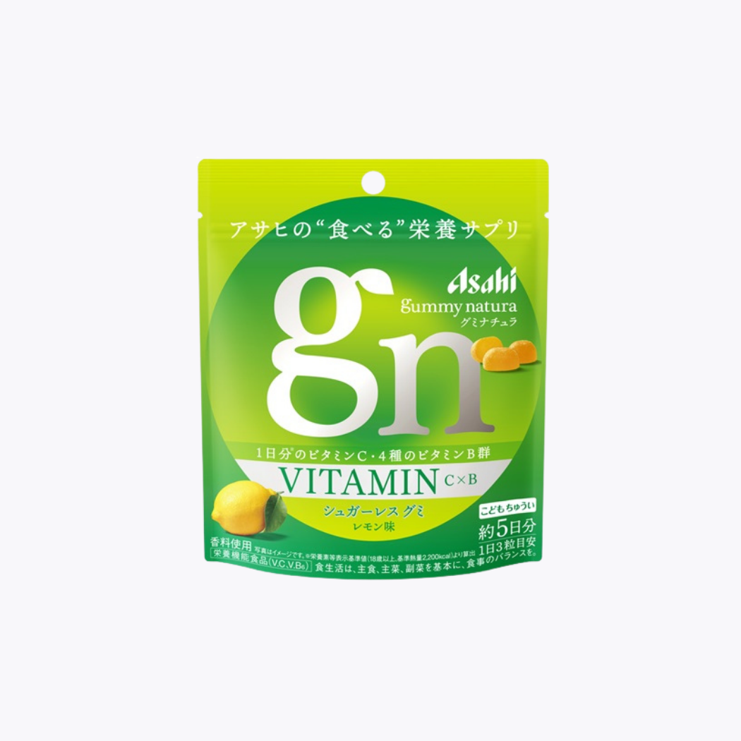 【營養機能食品】Asahi 朝日 Gummy Natura 維他命C×B群軟糖 檸檬口味 無糖配方 兒童注意 約5日分