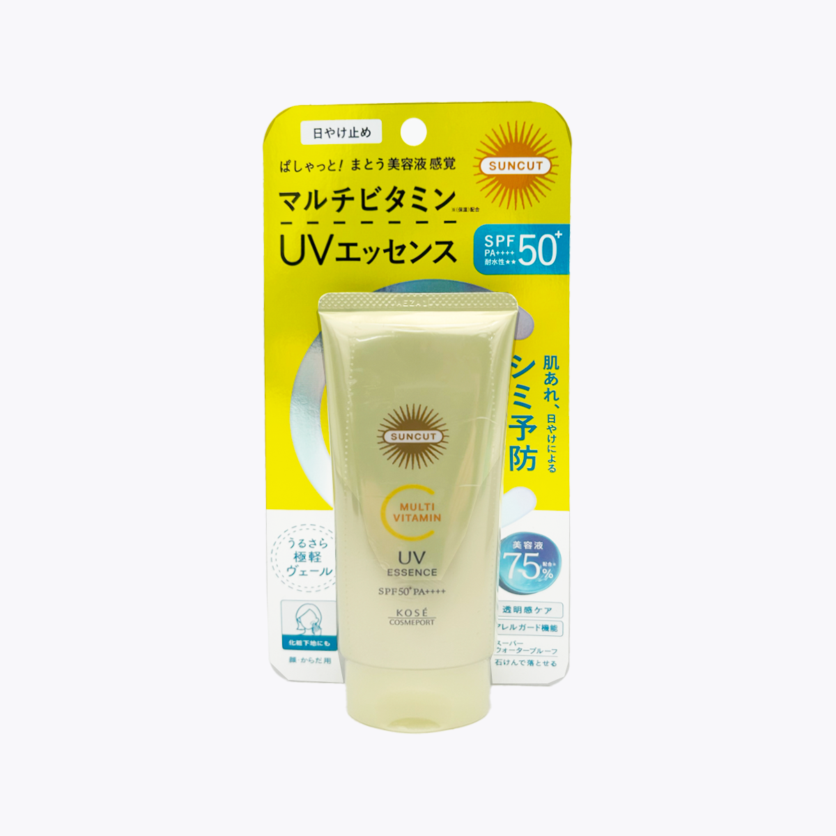 KOSE SUNCUT 曬可皙 綜合維他命防曬UV 臉・身體用 防曬美容液 清新柑橘香 SPF50+ PA++++ 耐水性★★ 80g