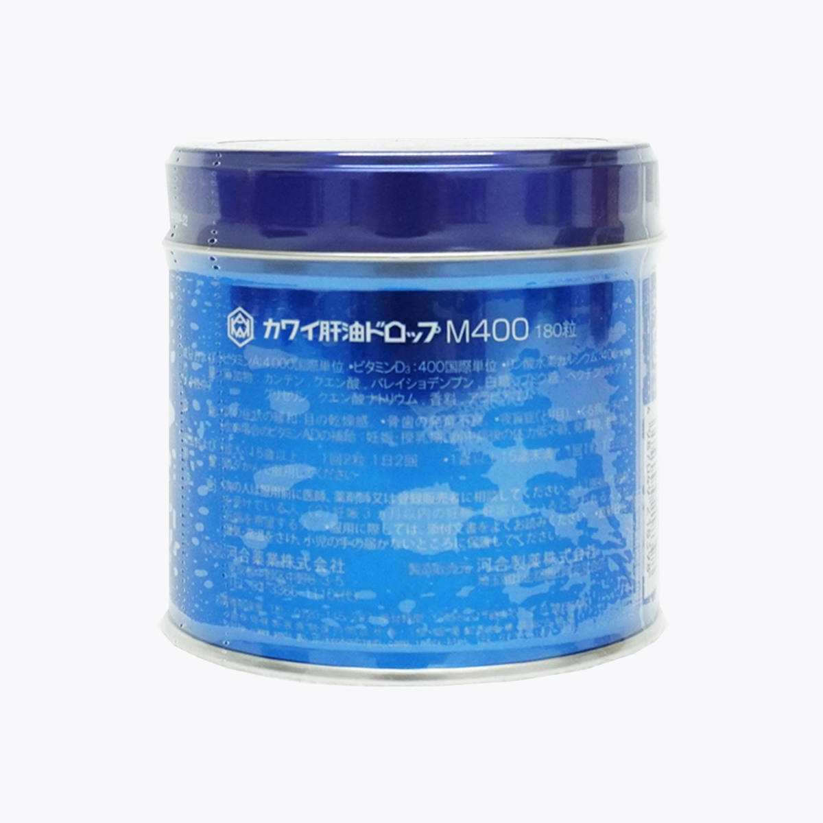 【指定第2類醫藥品】河合藥業 KAWAI肝油 M400 藍罐洋梨味 維他命 A&D&鈣 180粒