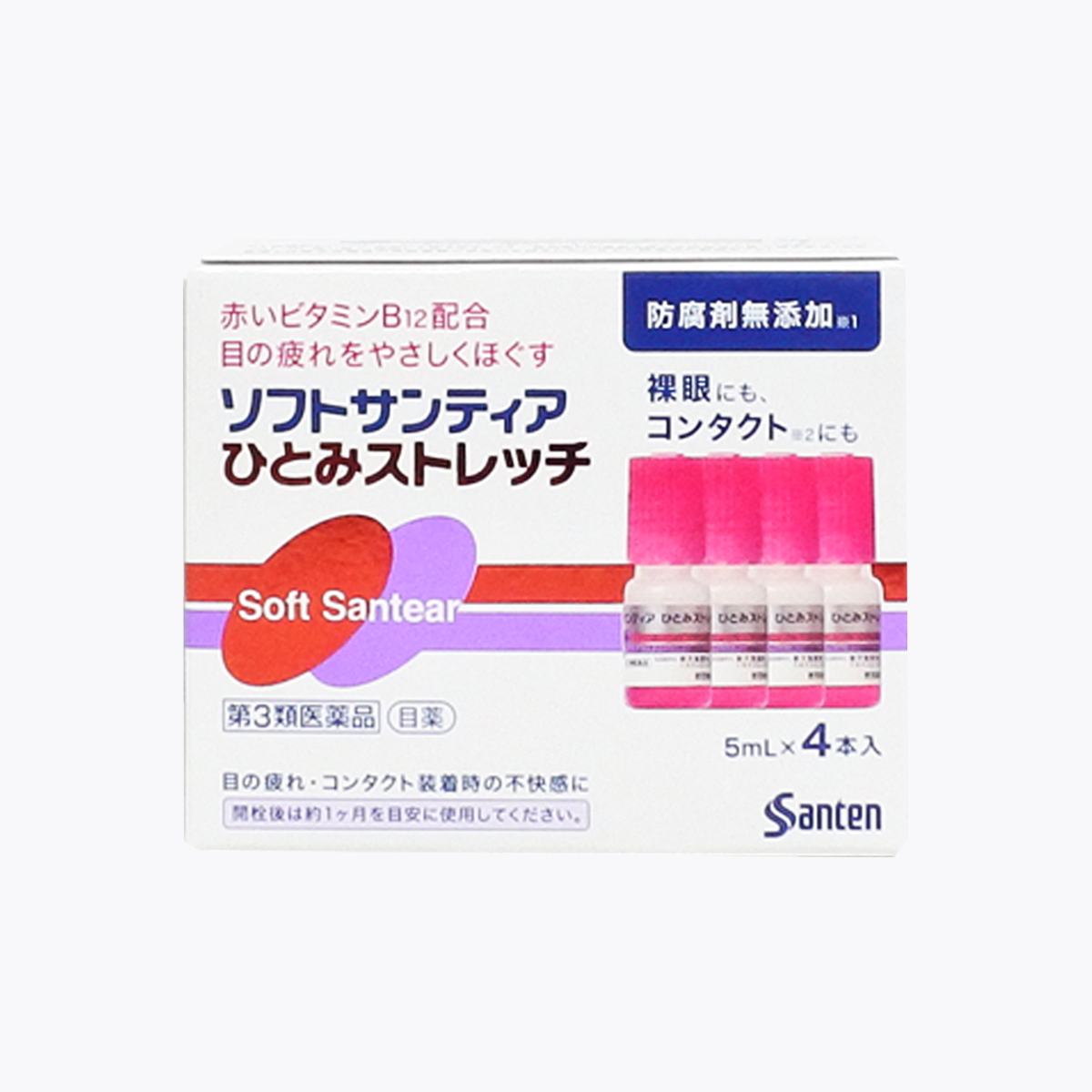 【第3類醫藥品】參天製藥 潤澤 Soft Santear Hitomi Stretch眼藥水 5ml×4