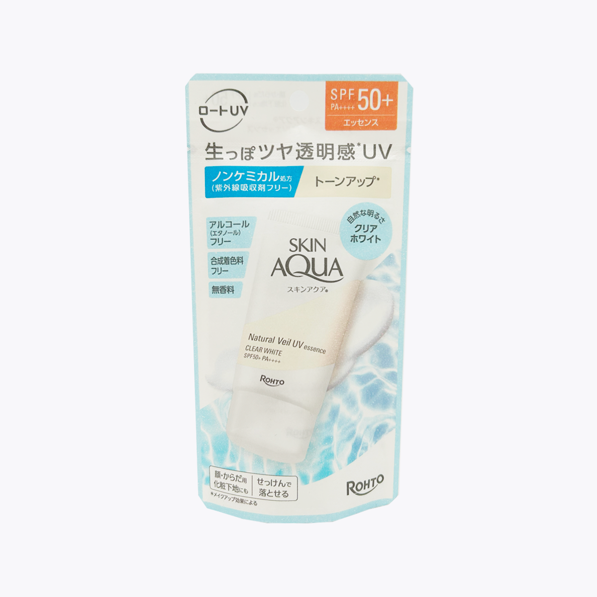 樂敦製藥 SKIN AQUA 透明感UV物理防曬霜 清透白 臉・身體用 自然提亮 SPF50+・PA++++ 50g