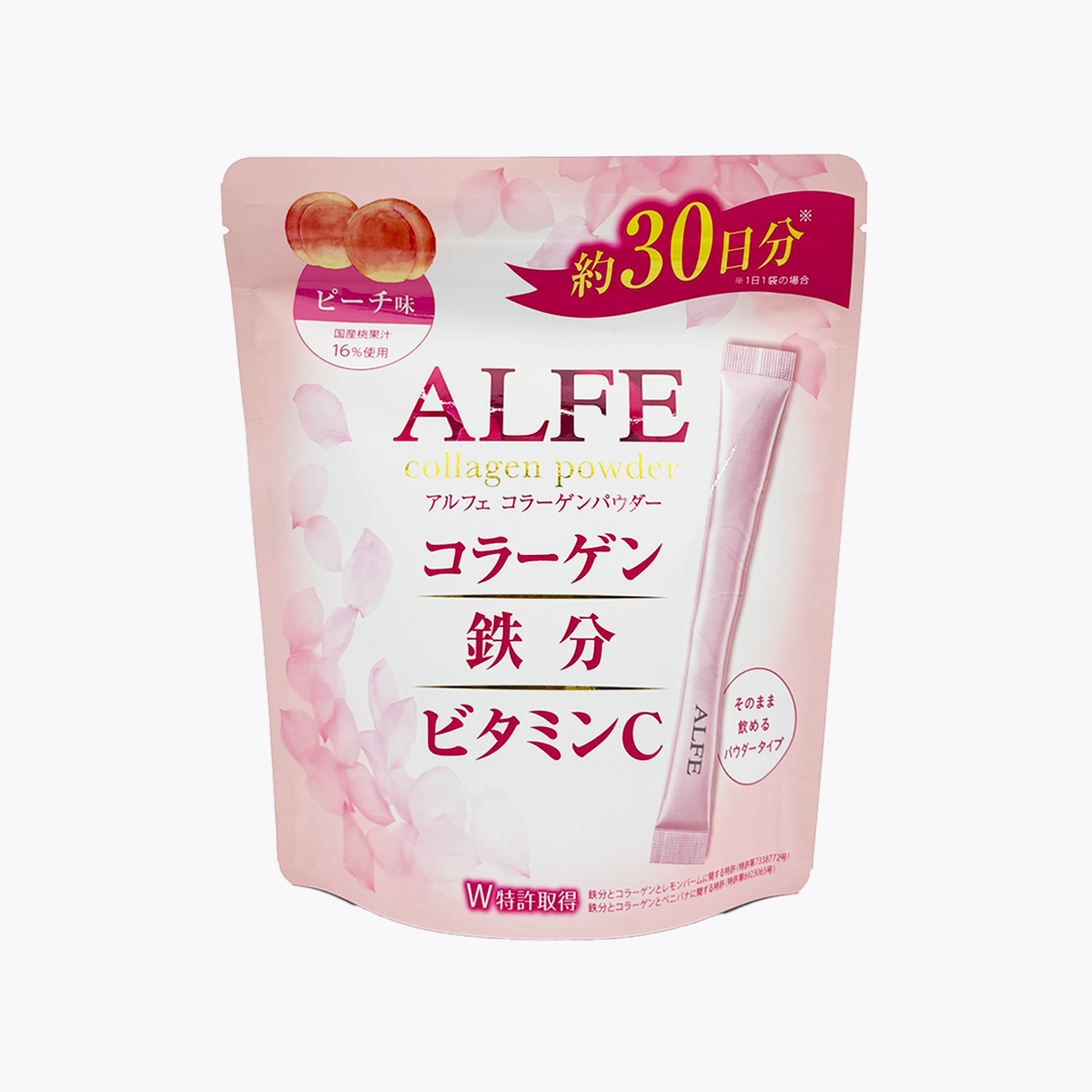 【營養機能食品】大正製藥 ALFE 膠原蛋白粉 水蜜桃風味 54g(1.8g×30包)約30日分