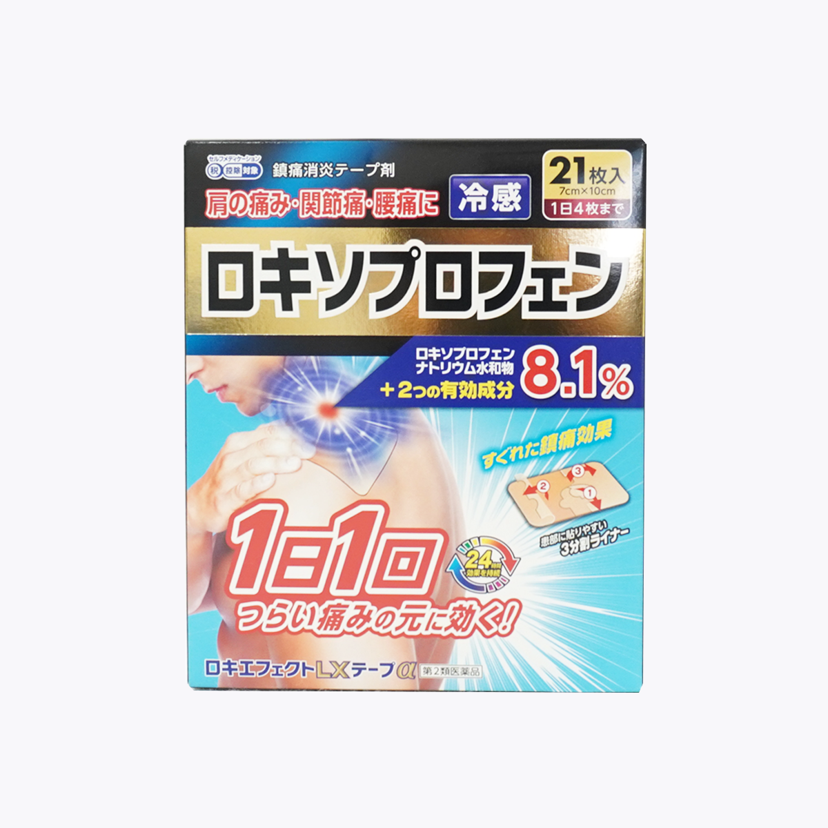 【第2類醫藥品】大石膏盛堂 鎮痛消炎酸痛貼布 涼感 含洛索洛芬成分 肩膀痛・關節痛・腰痛 21枚