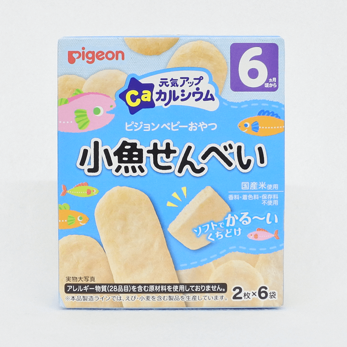 Pigeon 貝親 元氣UP 含鈣小魚仙貝 嬰兒餅乾/米果/米餅 (6個月以上) 2片×6袋