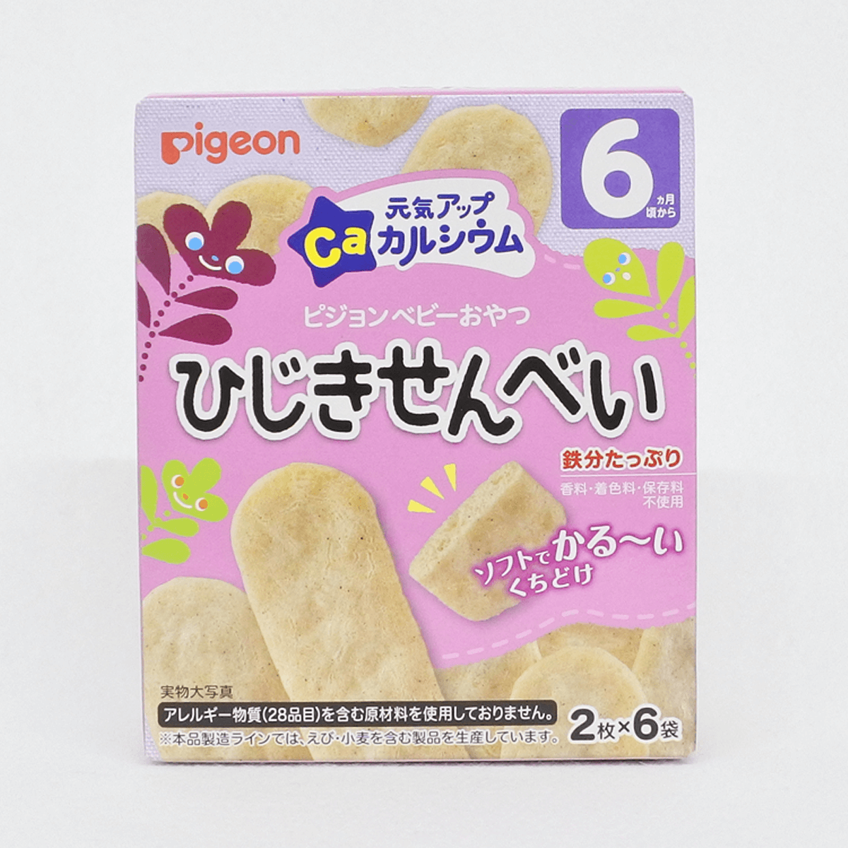 Pigeon 貝親 元氣UP 含鈣羊栖菜仙貝 嬰兒餅乾/米果/米餅 (6個月以上) 2片×6袋