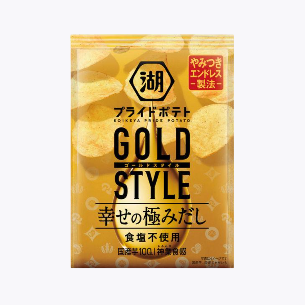 湖池屋 PRIDE POTATO GOLD STYLE 幸福極品高湯風味 洋芋片 不使用食鹽 55g