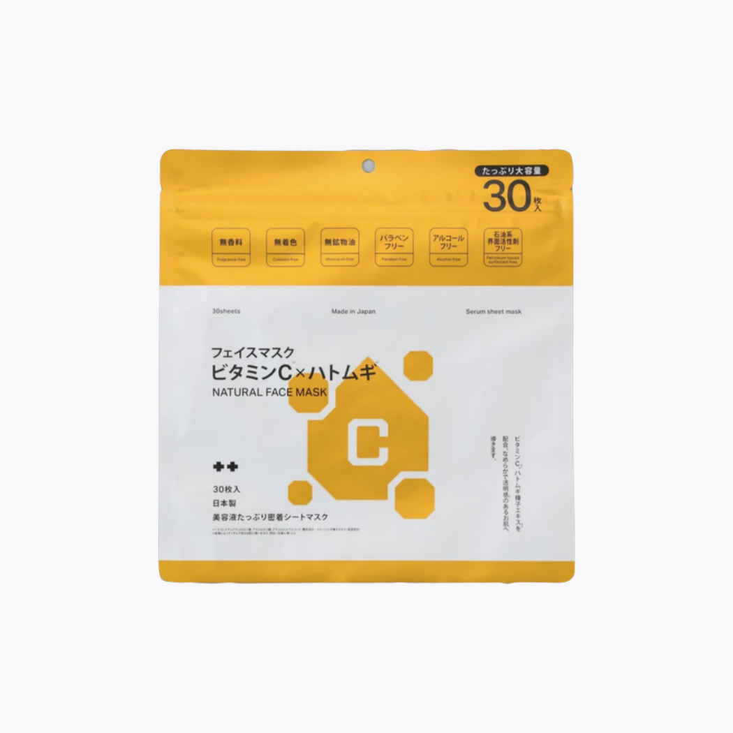 札幌藥妝 維他命C×薏仁面膜 透明感 無香料 30片入