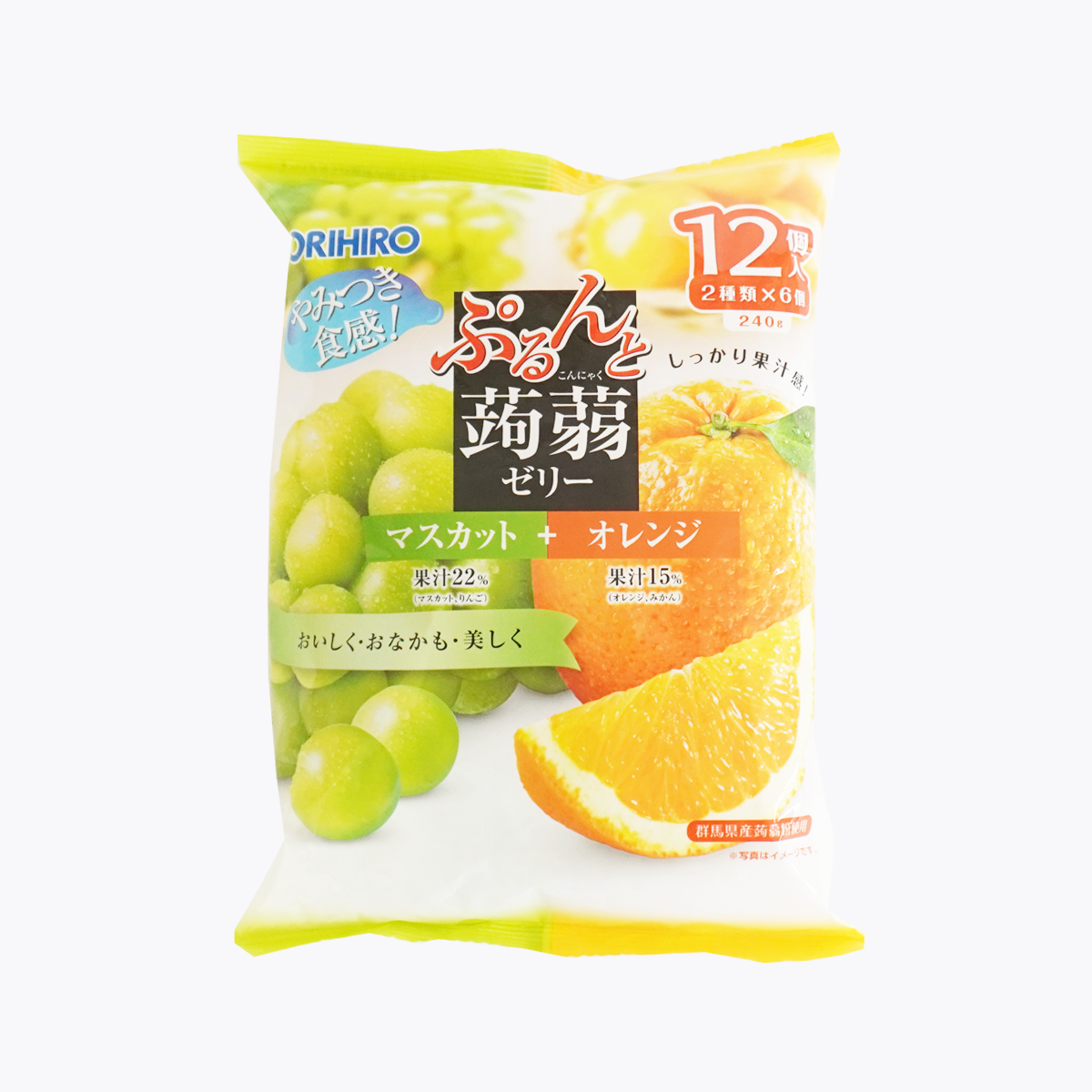 ORIHIRO 擠壓式蒟蒻果凍 白葡萄＋橘子味 20g×12袋