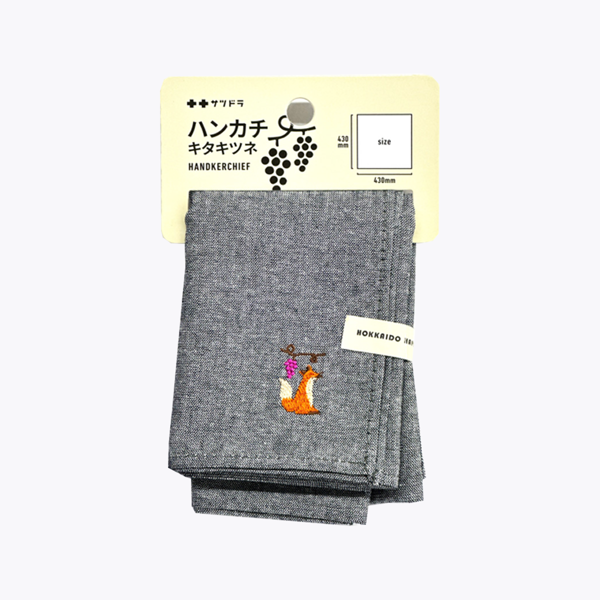 札幌藥妝 100%純棉 手帕 口袋方巾 北狐 1枚