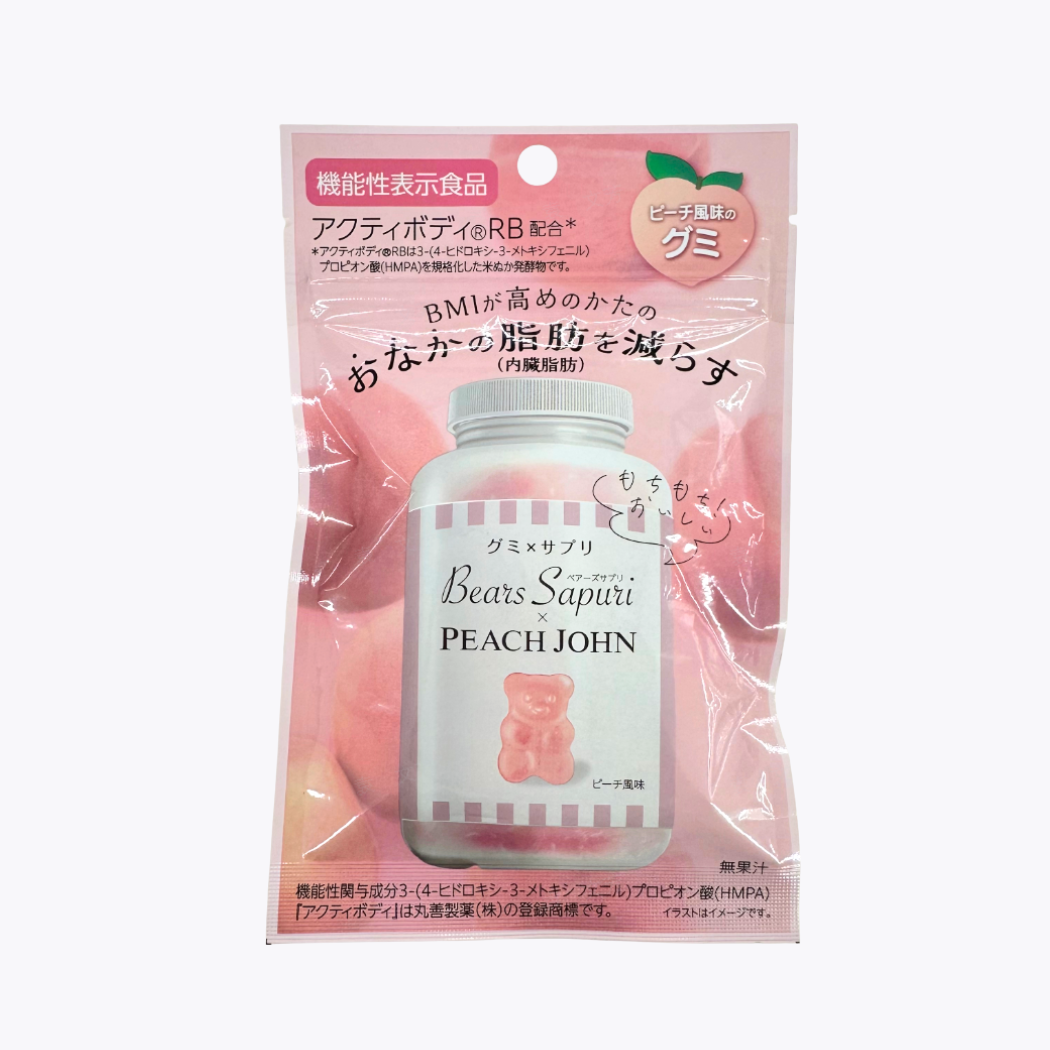 【機能性表示食品】MSINC Bears 小熊腹部減脂軟糖 PEACH JOHN聯名款 白桃口味 減少內臟脂肪 60g