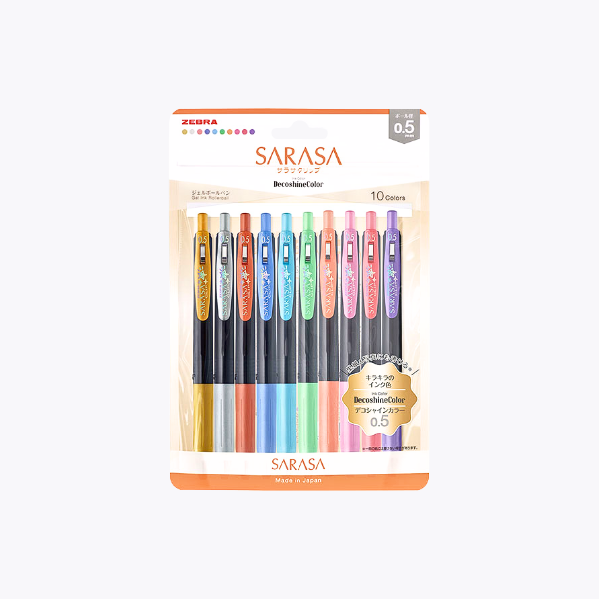 ZEBRA SARASA CLIP 果汁筆 DECO SHINE閃耀色 水性中性筆 0.5mm 10色組