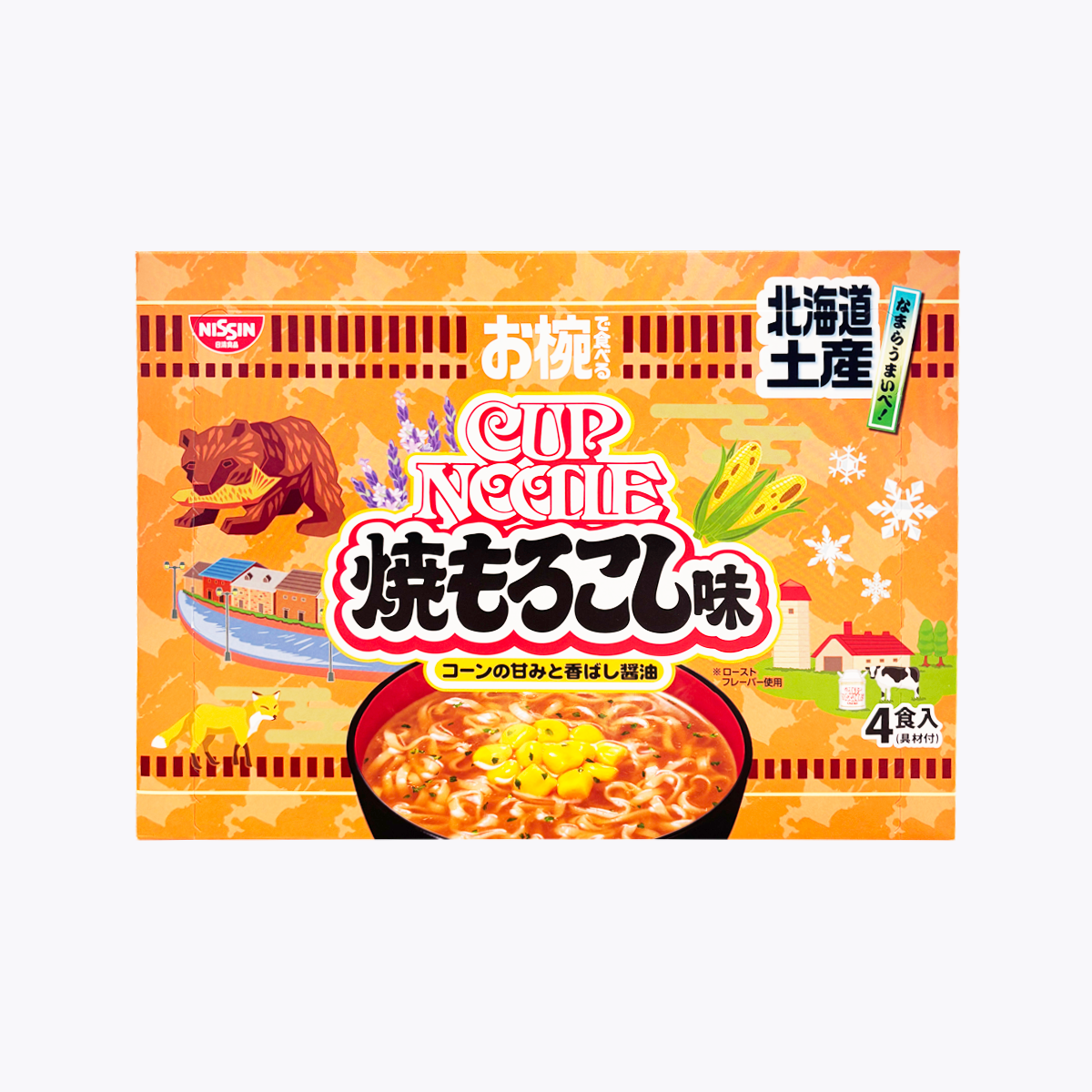 日清食品 碗裝北海道特產杯麵 烤玉米風味泡麵 32g×4食入