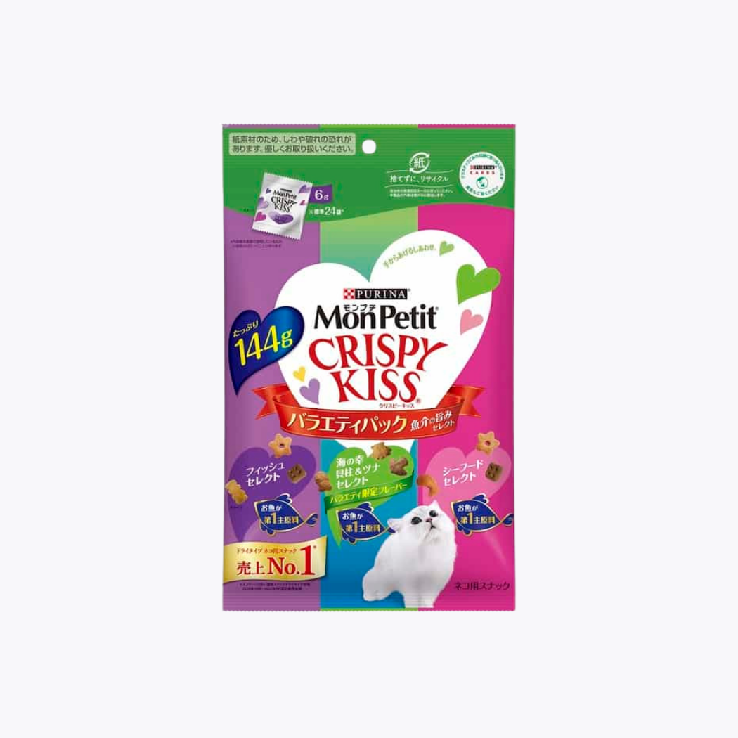 雀巢日本 Purina Mon Petit 貓咪脆餅 零食 Crispy Kiss 海味精選綜合包 144g