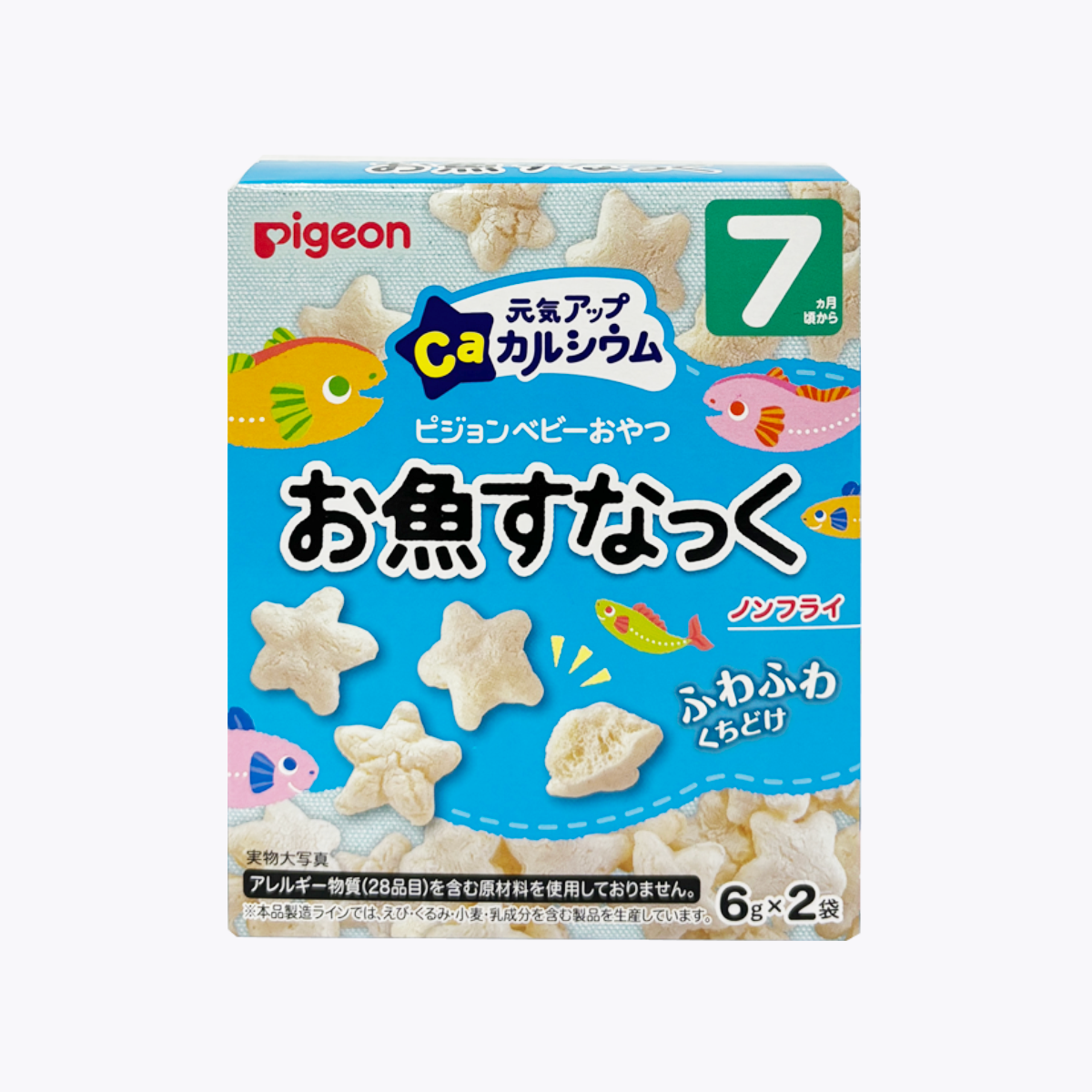 Pigeon 貝親 元氣UP 含鈣小魚零嘴 嬰兒米果/米餅 (7個月以上) 6g×4袋 