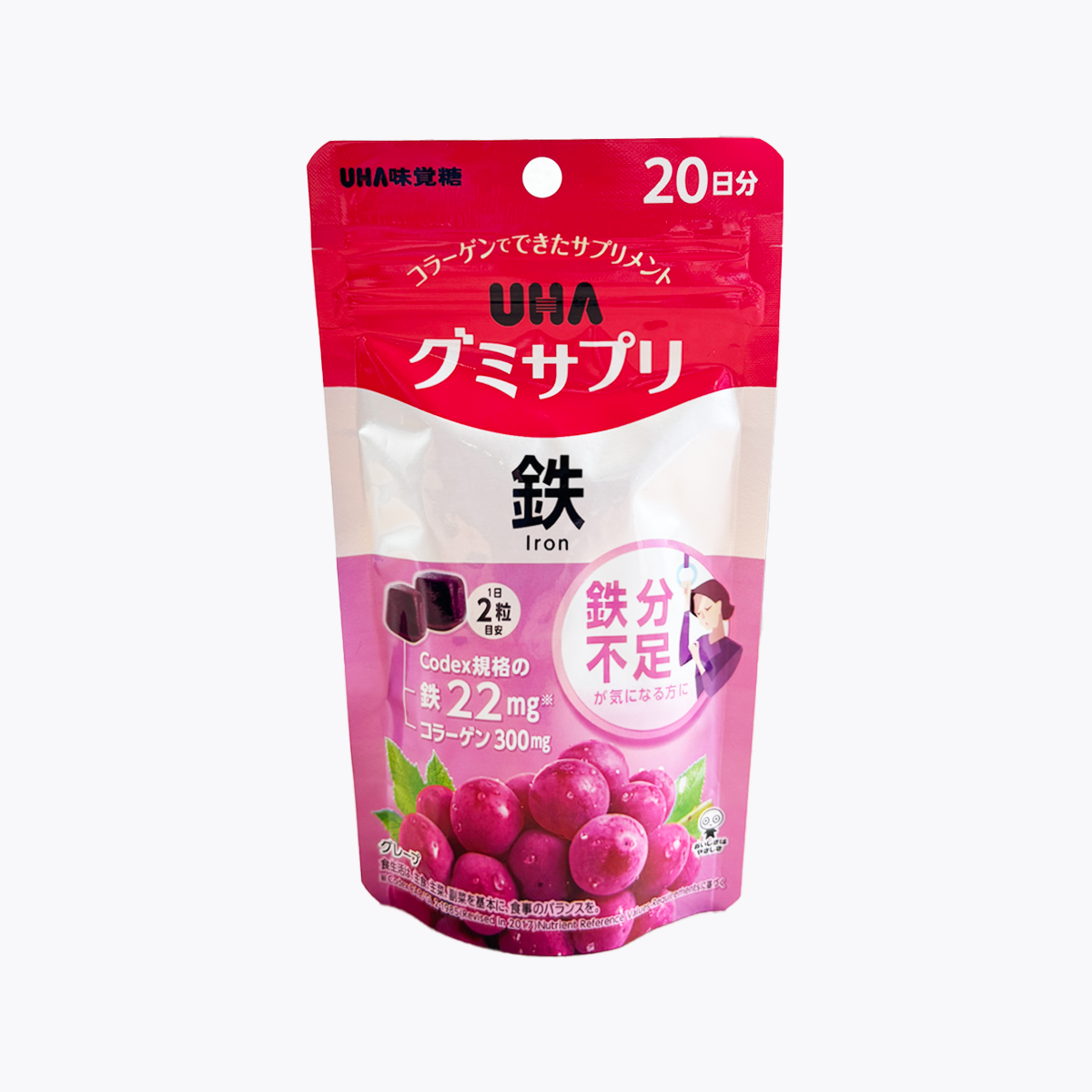 UHA 味覺糖 補鐵軟糖(葡萄口味) 40粒 20日