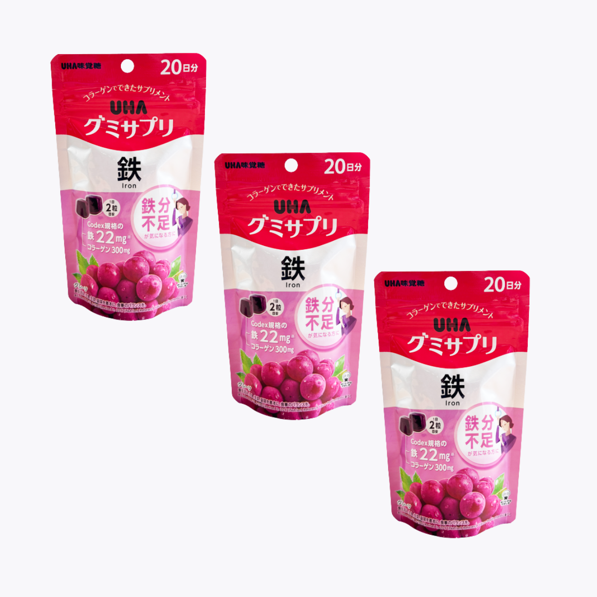 【感謝特賣】UHA 味覺糖 補鐵軟糖(葡萄口味) 40粒 20日 3個特惠組