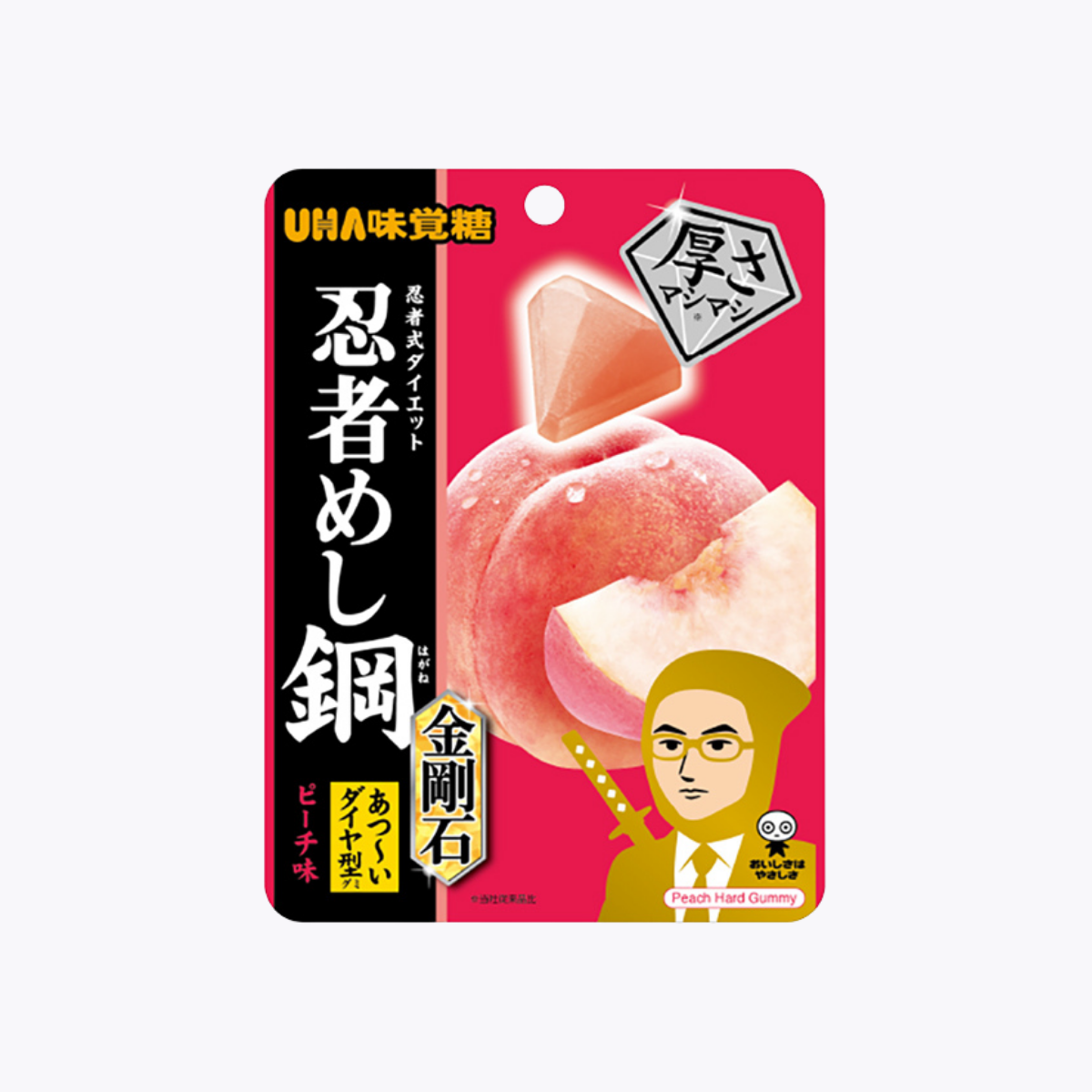 UHA 味覺糖 忍者飯鋼 金剛石硬軟糖 水蜜桃口味 45g