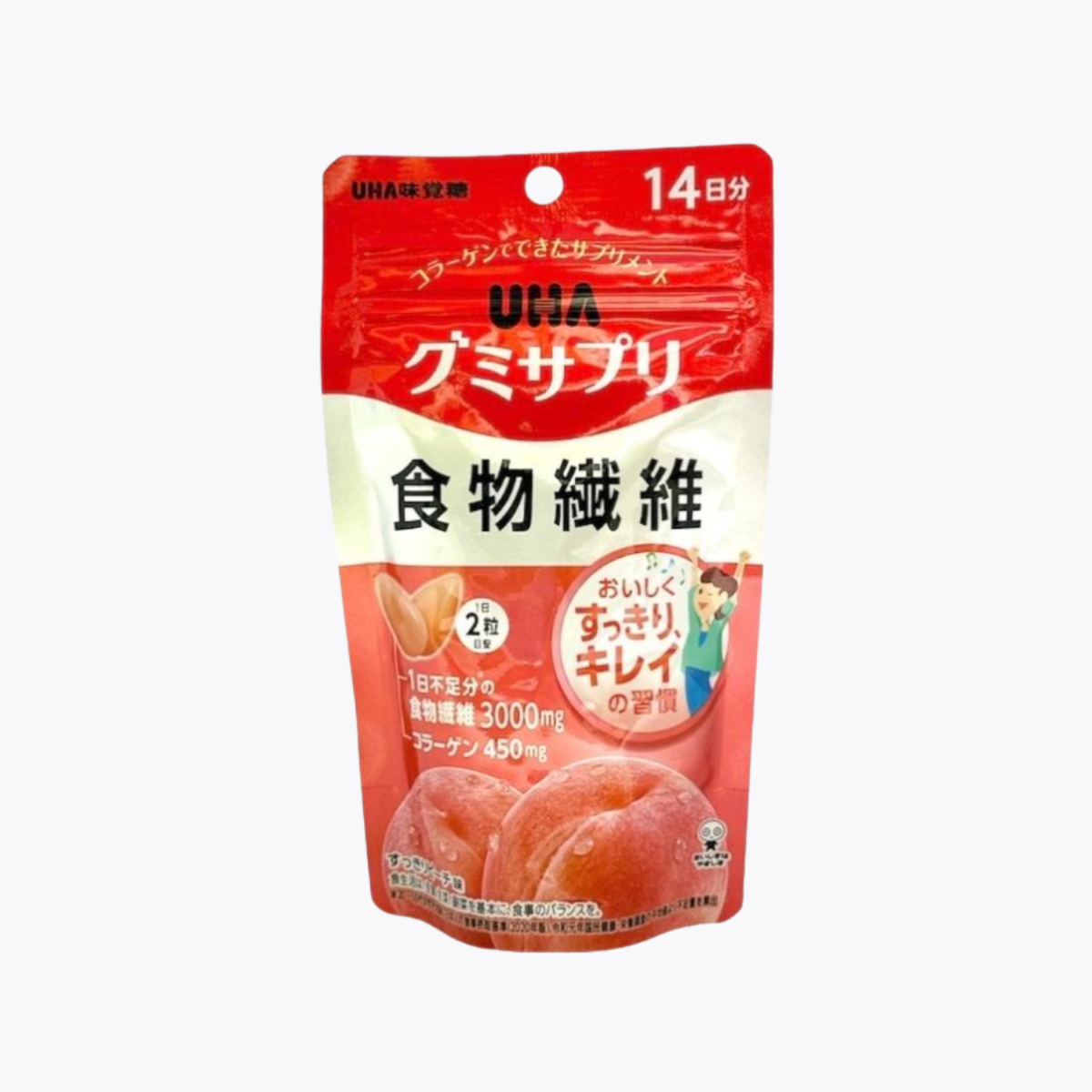 UHA 味覺糖  膳食纖維補充軟糖 （清爽水蜜桃口味）28粒 14日分