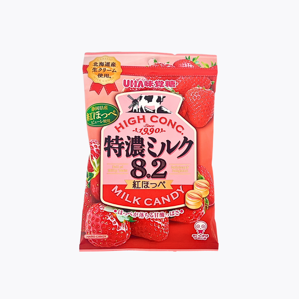 UHA 味覺糖 特濃牛奶 8.2 福岡產紅臉頰草莓風味糖果 75g