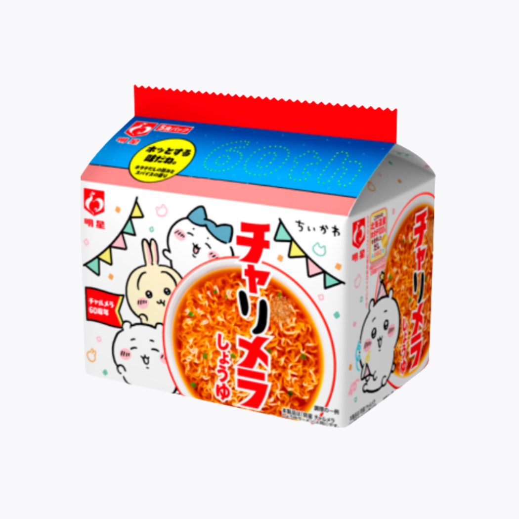 【限定】明星食品 Charumera Chiikawa吉伊卡哇聯名 醬油風味拉麵 袋裝泡麵 97g×5包
