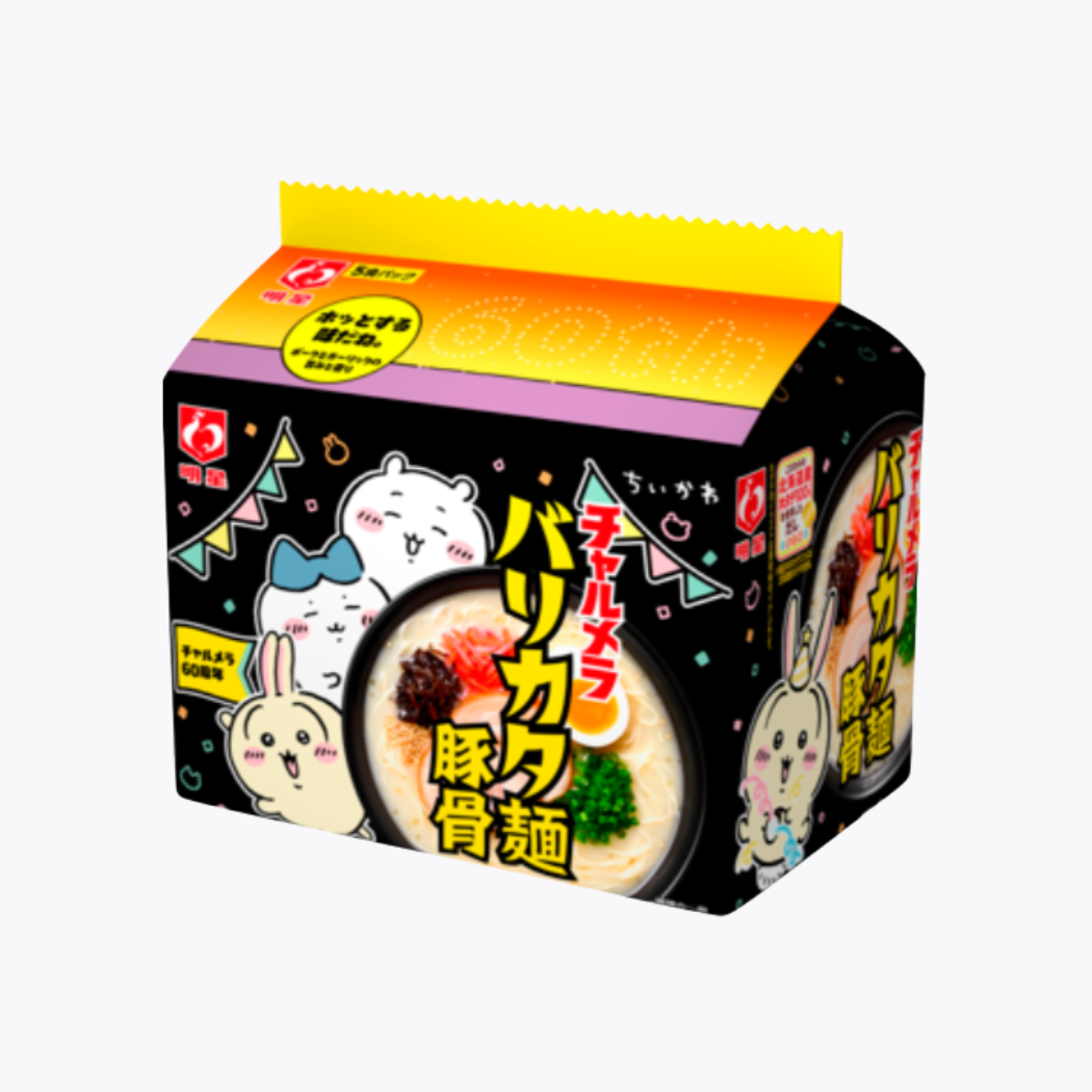 【限定】明星食品 Charumera Chiikawa吉伊卡哇聯名 Barikata 豚骨風味極硬拉麵 袋裝泡麵 97g×5包