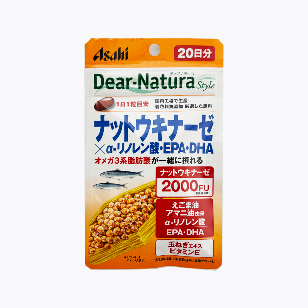 Asahi 朝日 Dear-Natura Style 納豆激酶×α-亞麻酸+EPA・DHA 20粒 20日分