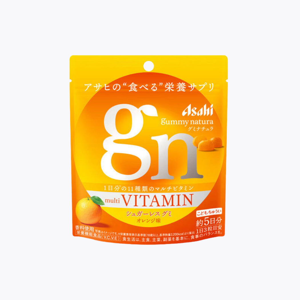 【營養機能食品】Asahi 朝日 Gummy Natura 綜合維他命軟糖 橘子口味 無糖配方 兒童注意 約5日分