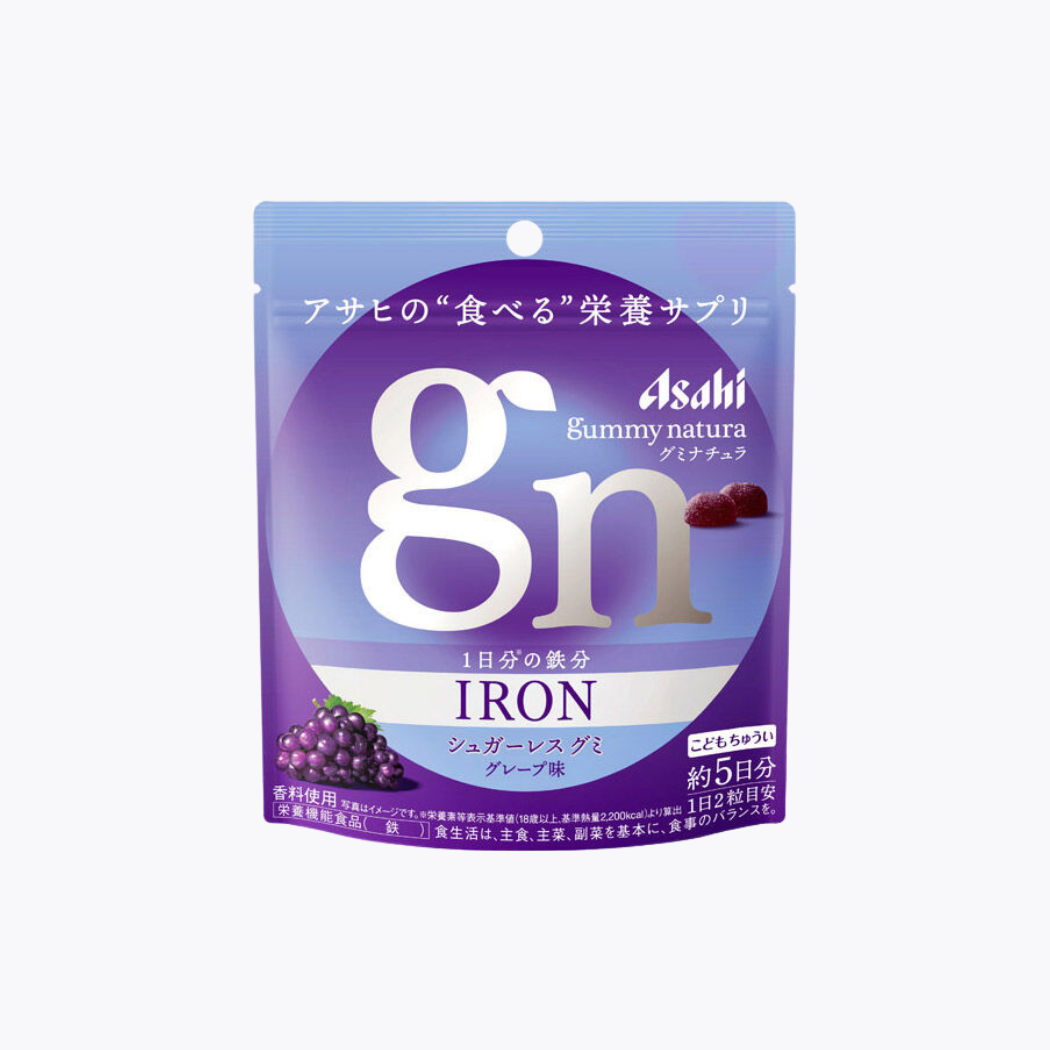 【營養機能食品】Asahi 朝日 Gummy Natura 鐵質軟糖 葡萄口味 無糖配方 兒童注意 約5日分