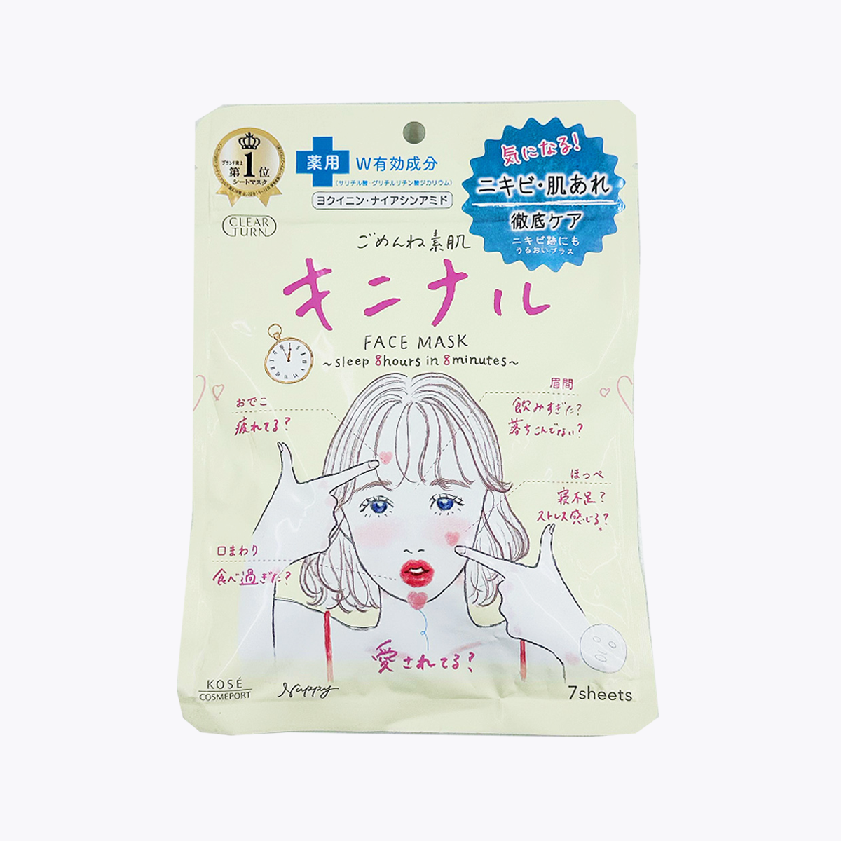 【醫藥部外品】KOSE CLEAR TURN 素肌 藥用抗痘面膜 7枚入