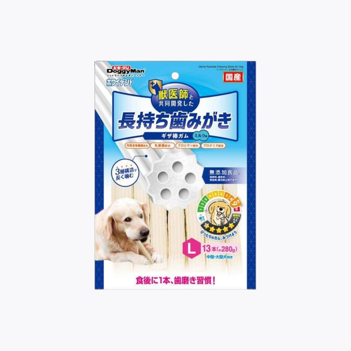 DoggyMan Whitedent 長效潔牙棒 鋸齒棒 L 中型犬 大型犬適用 13支（約280g）