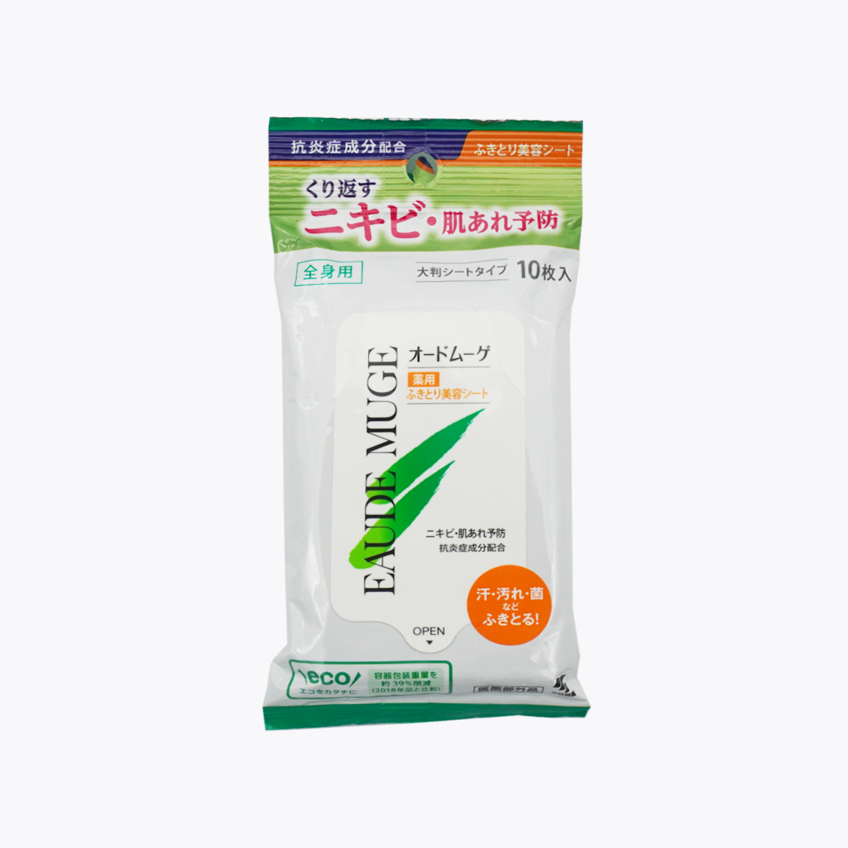 【醫藥部外品】小林製藥 EAUDE MUGE  淨膚濕巾 預防痘痘 肌膚粗糙 全身可用 大尺寸 10枚入