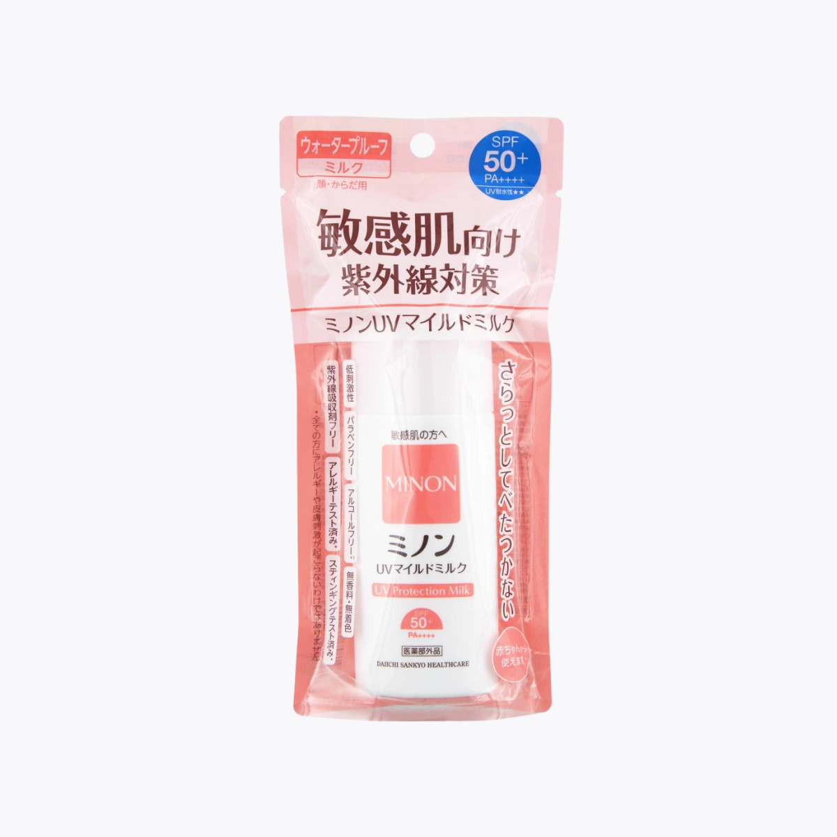 【醫藥部外品】MINON蜜濃 敏感肌溫和UV防曬乳臉部身體兩用 SPF50+ PA++++ UV耐水性★★ 80ml