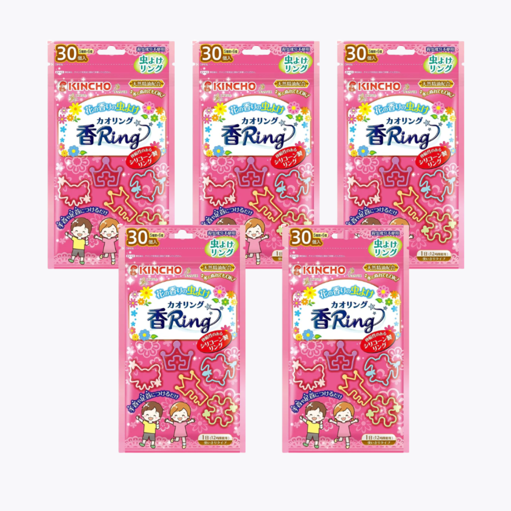 【感謝套組】大日本除蟲菊 金鳥 KINCHO 防蚊手環 粉色包裝花草香新款 30入 5袋裝