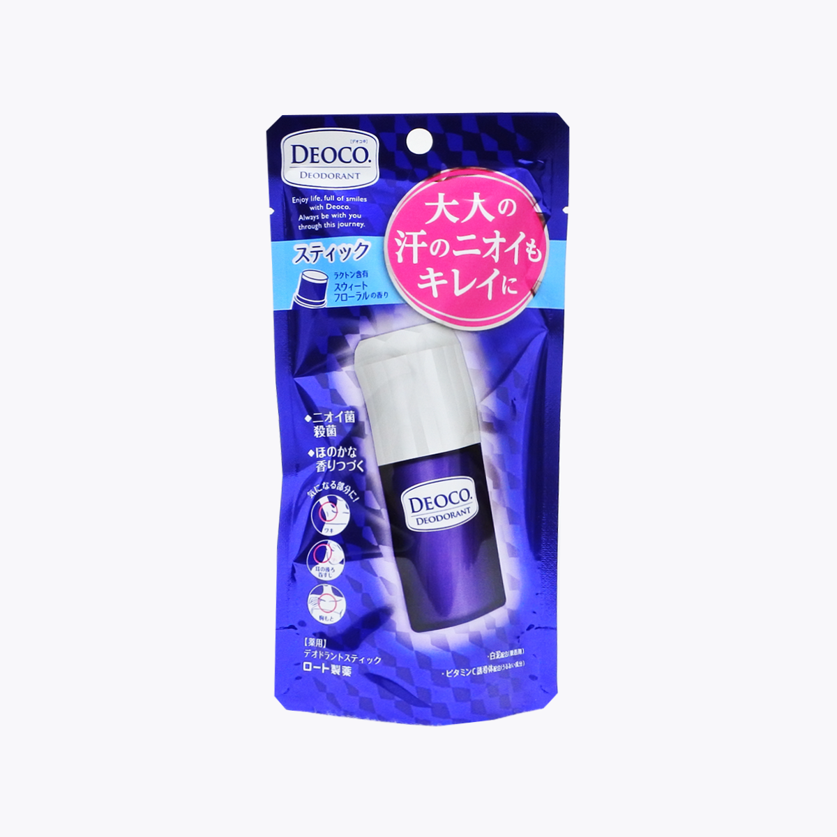 【醫藥部外品】樂敦製藥 DEOCO 藥用除臭 殺菌 止汗棒 (花香味)13g