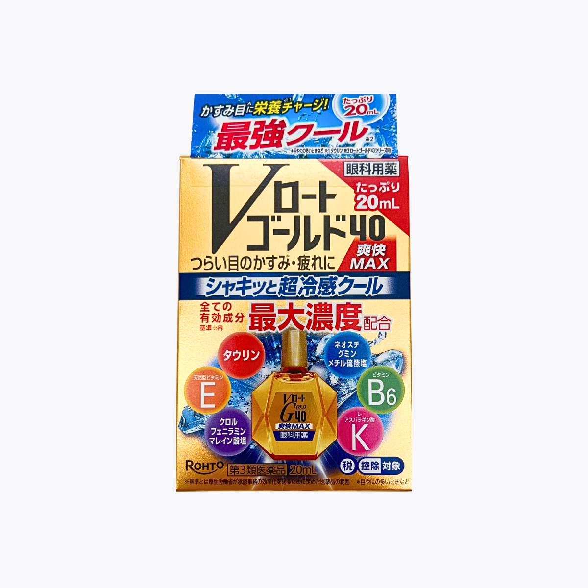 【第3類醫藥品】樂敦製藥 Rohto Gold40 爽快MAX 清涼眼藥水 20ml