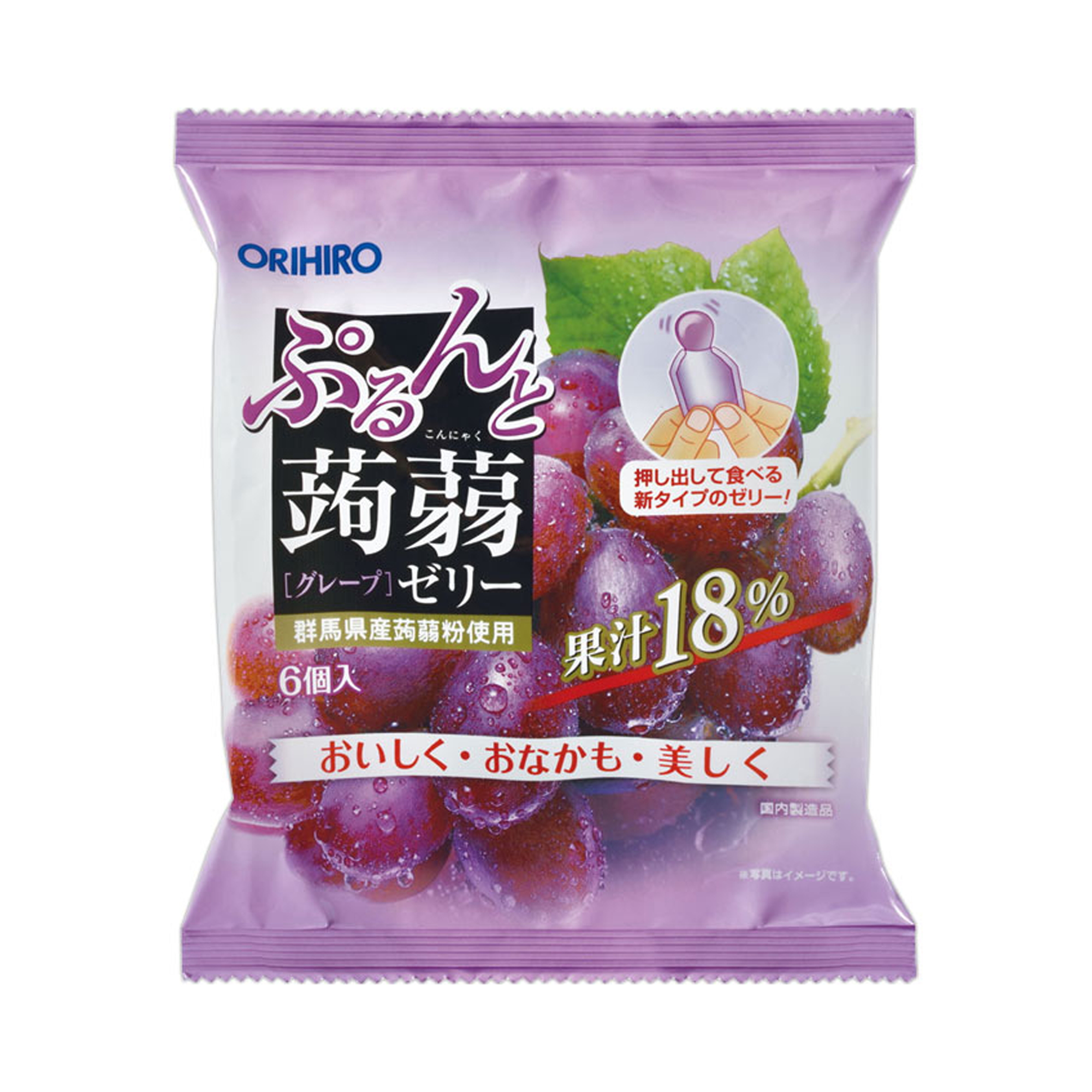 ORIHIRO 擠壓式蒟蒻果凍 葡萄味 20g×6袋