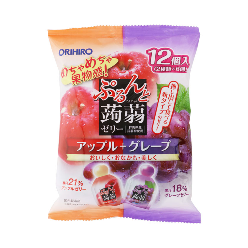 ORIHIRO  擠壓式蒟蒻果凍 蘋果＋葡萄味 20g×12袋