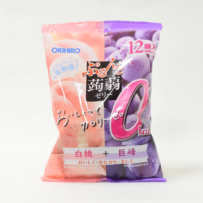 ORIHIRO 蒟蒻零卡果凍 白桃＋葡萄口味 12個