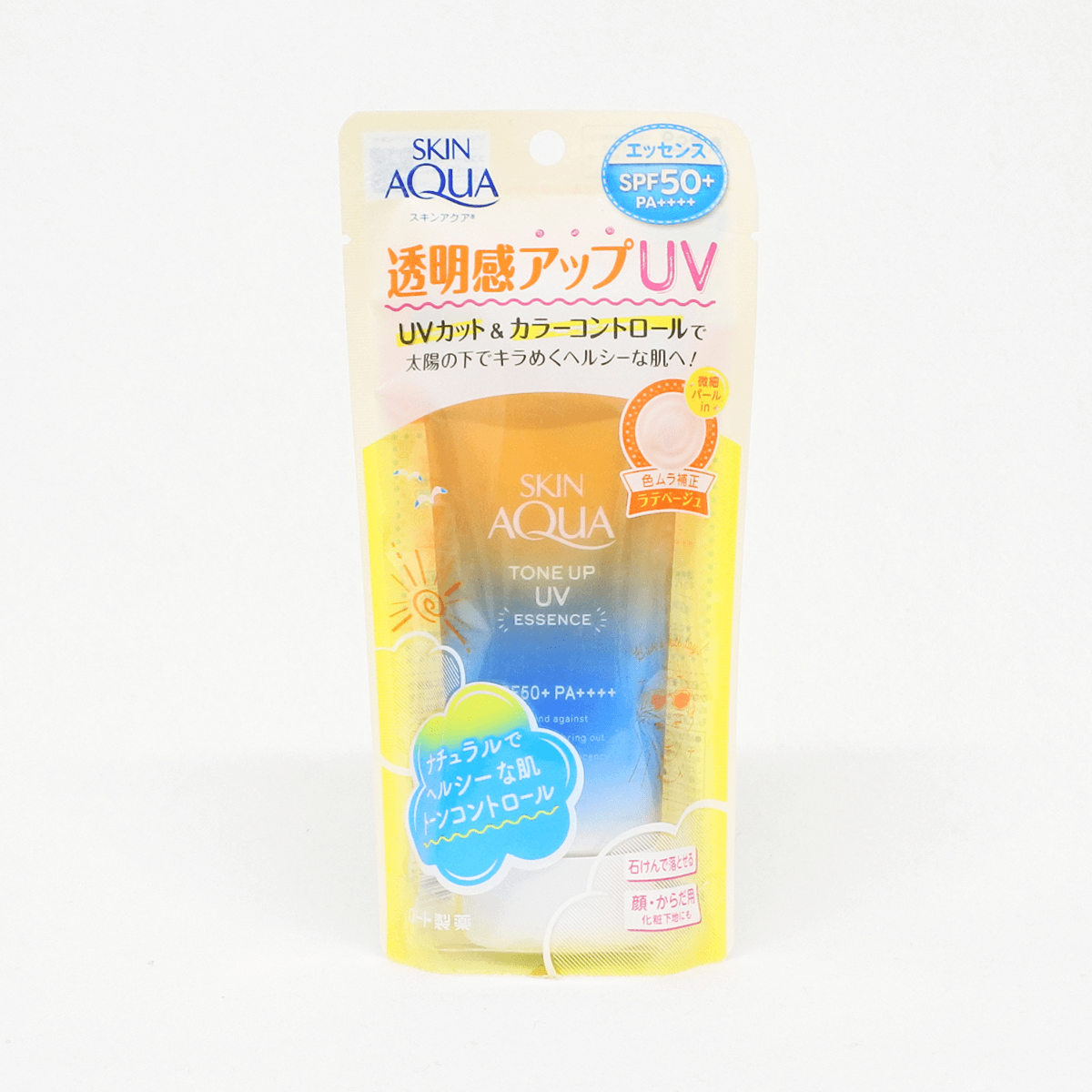 樂敦製藥 SKIN AQUA 美肌防曬 防曬精華飾底乳 拿鐵米色SPF50+/PA++++ 80g